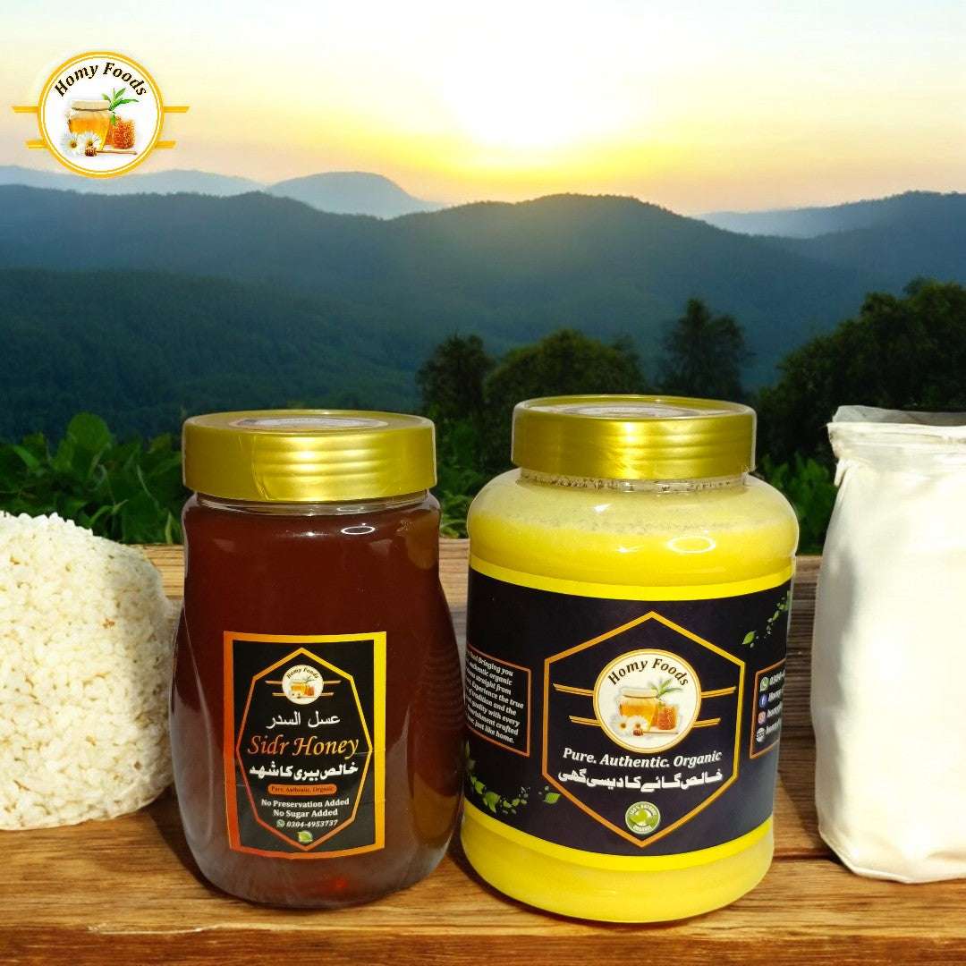 HF1 - Golden Nourish Pack (Cow Desi Ghee 1 KG + Sidr Honey 1 KG)